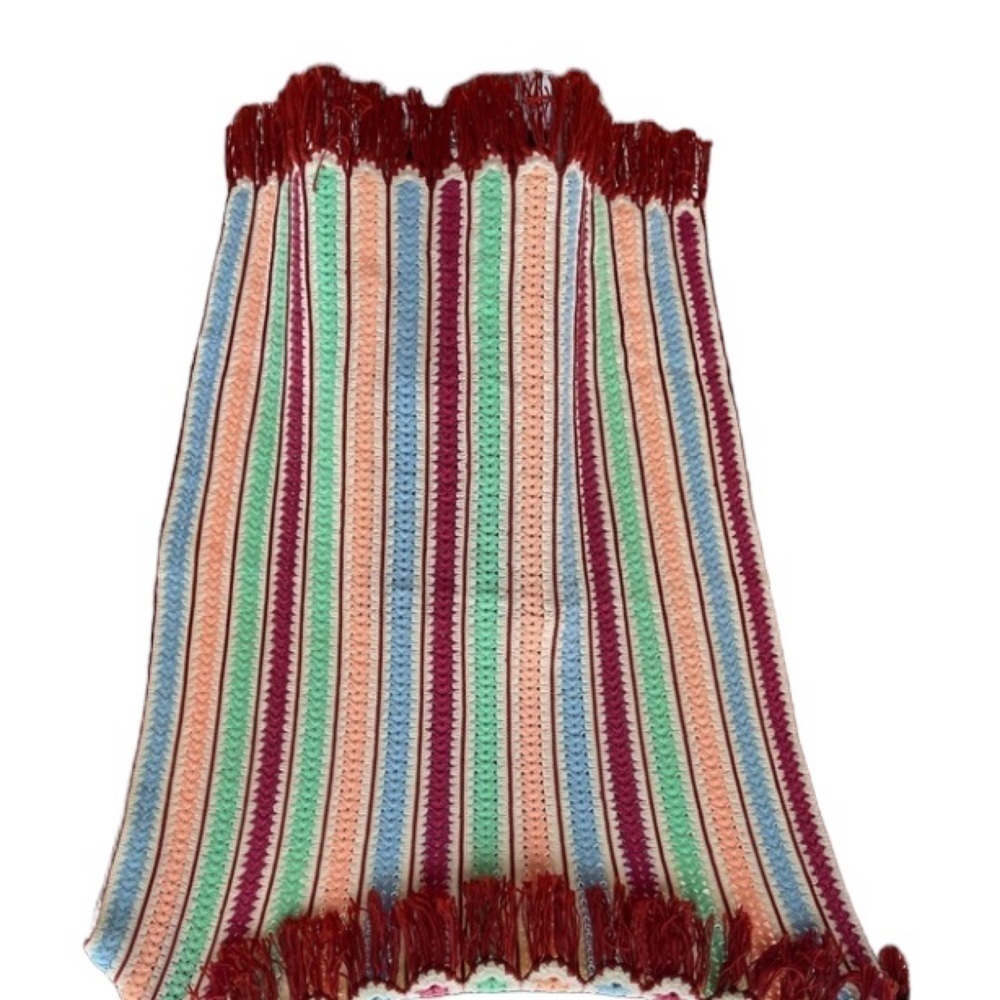 Striped pattern, Vintage crochet afghan, grandma core, cottage core, crochet